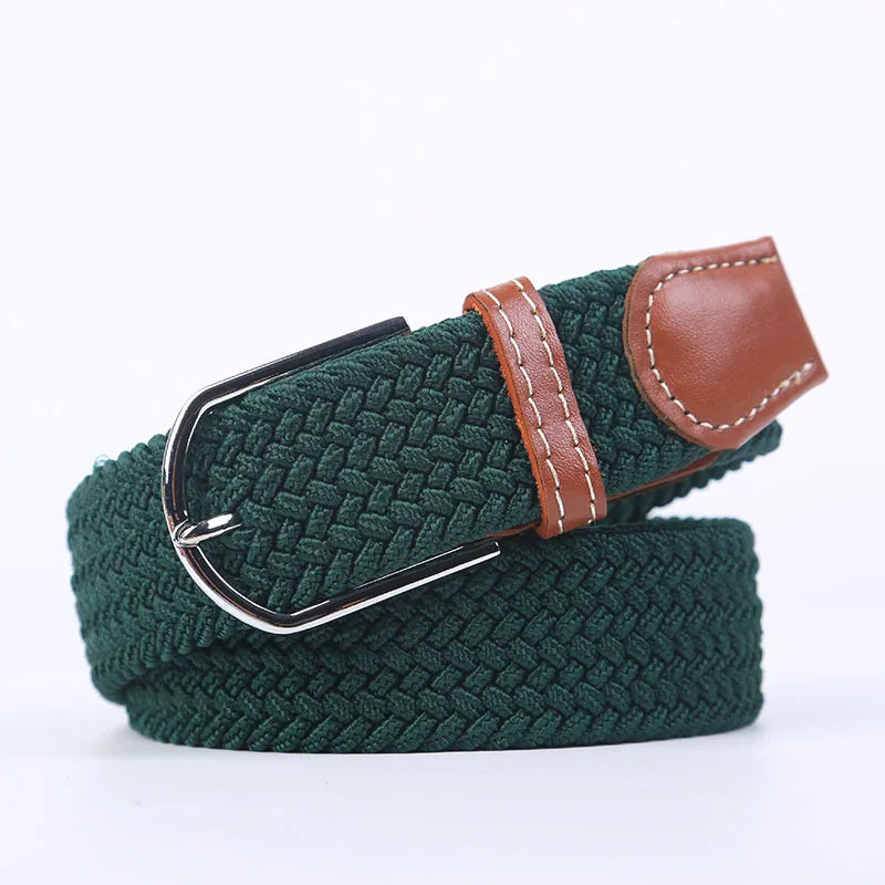 Woven Elastic Canvas Belt – Stretch Braided Buckle Strap for Casual Jeans