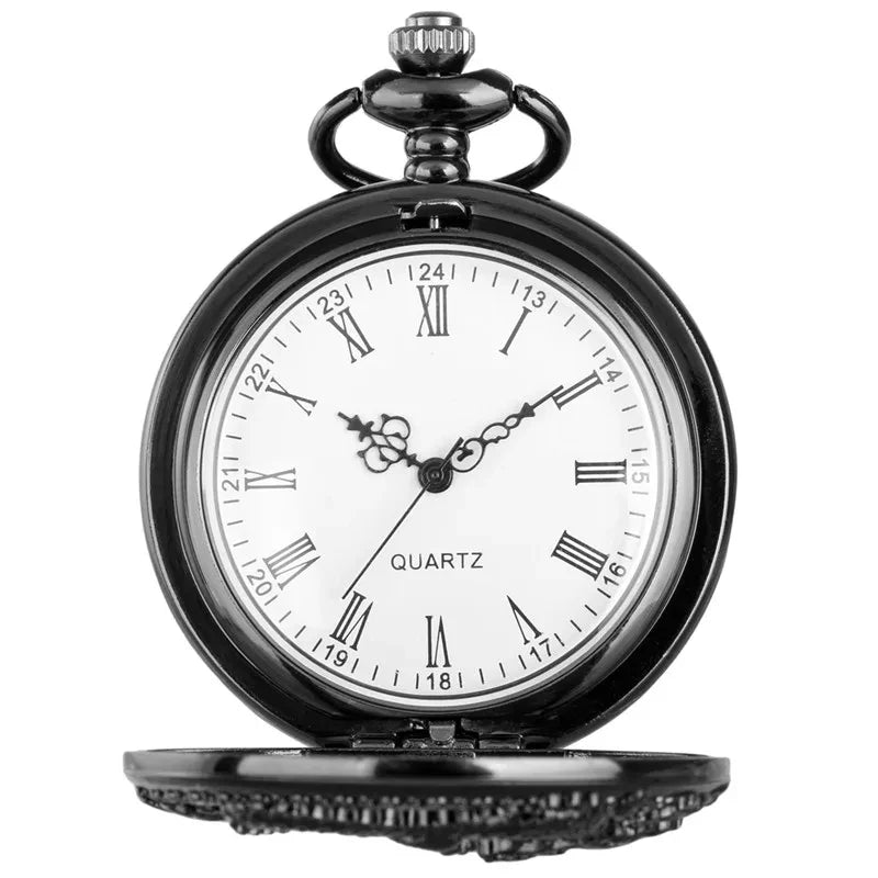 Vintage Hollow Chinese Dragon Pocket Watch – Roman Numeral Necklace Gift