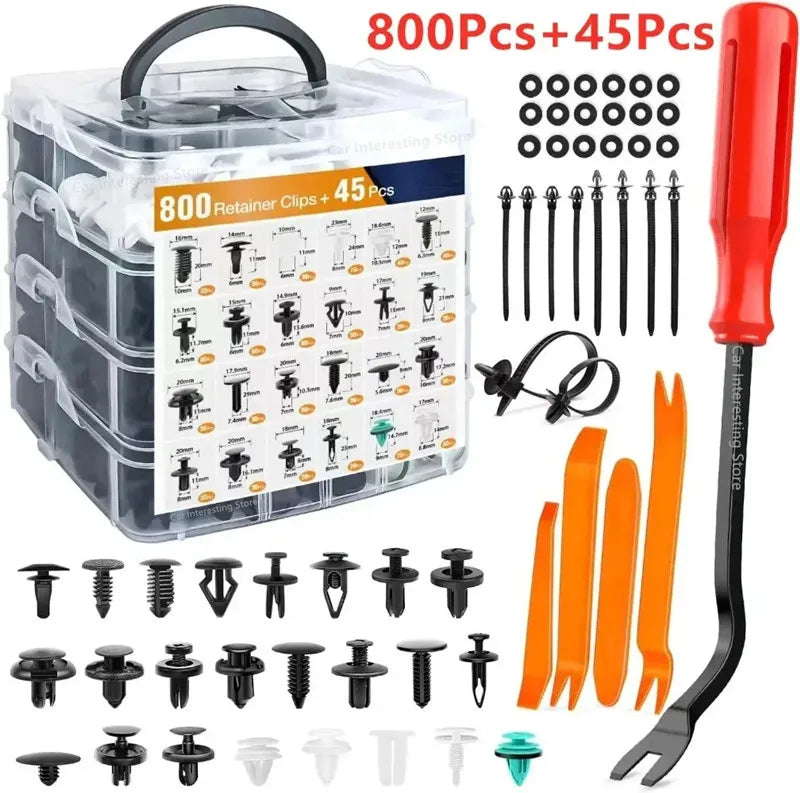 Automotive Plastic Fastener Kit – Bumper and Fender Rivet Retainers for Car Repair