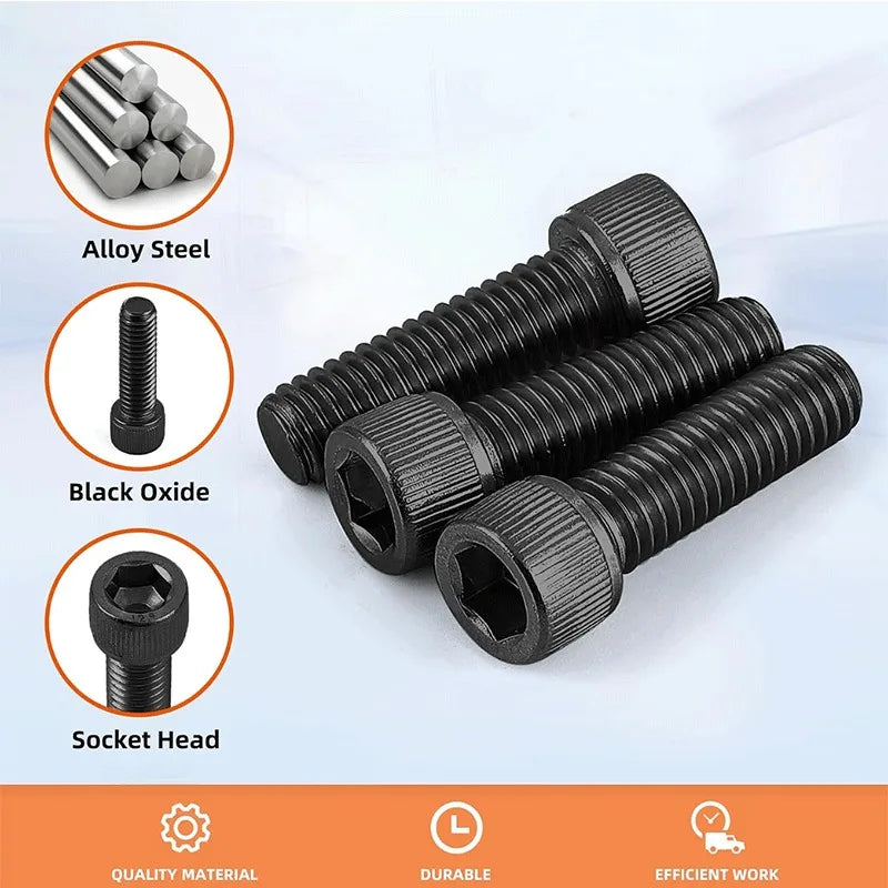 Metric Hex Socket Cap Screws – Grade 12.9 Steel Bolts for Furniture and Repair