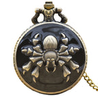 Vintage Bronze Spider Pocket Watch – Quartz Necklace Pendant for Cosplay