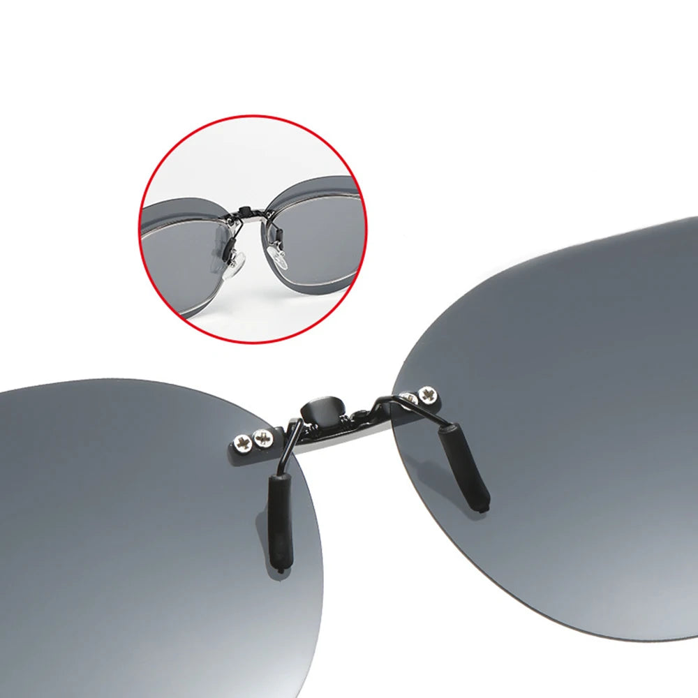 Polarized Flip-Up Square Sunglasses – Aluminum Clip-On for Myopia Glasses