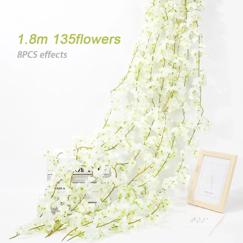 1.8m Silk Cherry Blossom Garland – Artificial Floral Vine for Wedding Decor