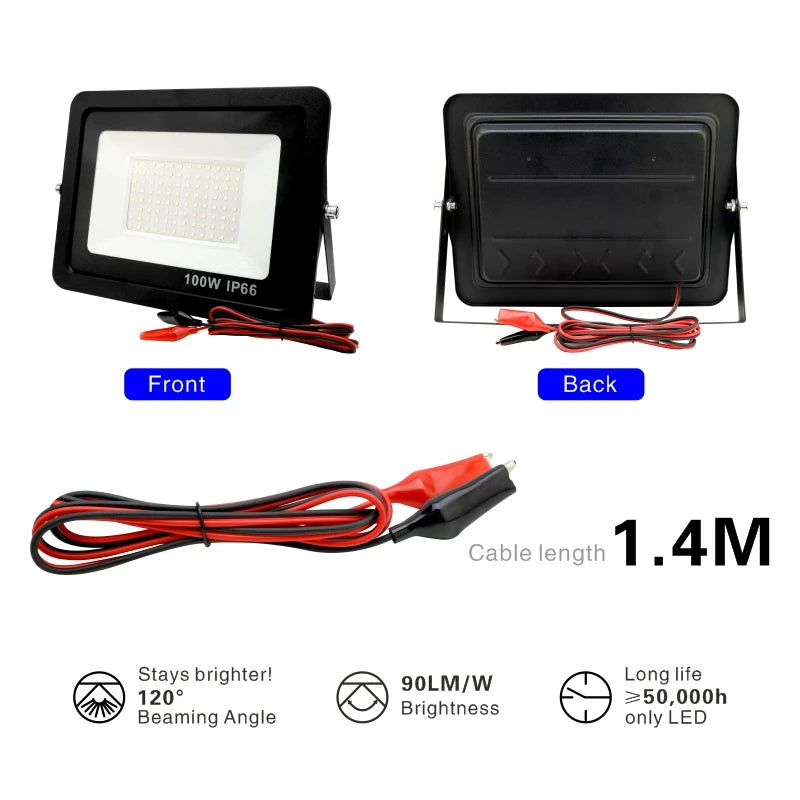 12V LED Flood Light – IP66 Waterproof Outdoor Spotlight for Camping and Marine