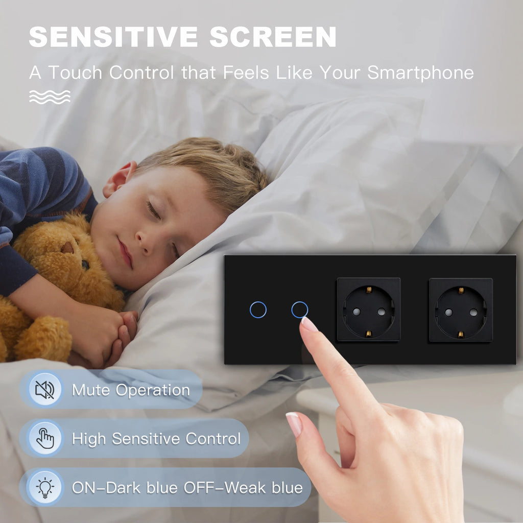 BSEED Touch Light Switch – LED Wall Socket with USB-C for Modern Home Decor