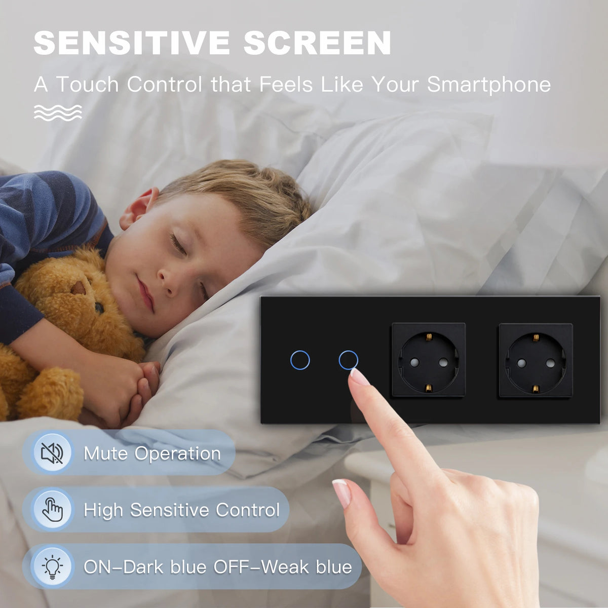 BSEED Touch Light Switch – LED Wall Socket with USB-C for Modern Home Decor