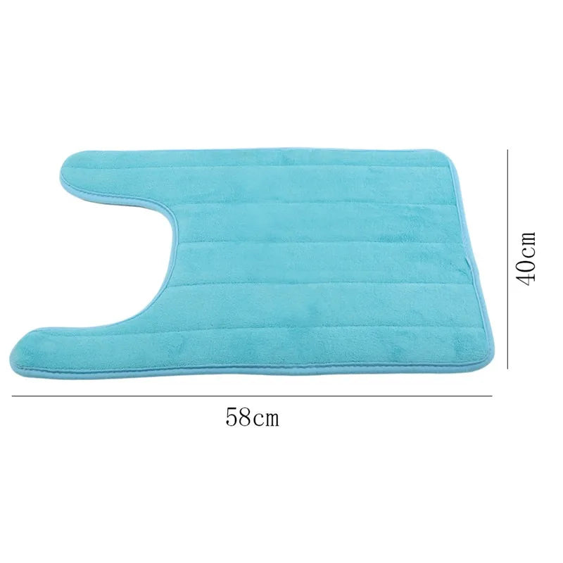 U-Shaped Memory Foam Bath Mat – Absorbent Non-Slip Rug for Bathroom Toilet