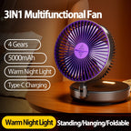 Rechargeable 3-in-1 Portable Fan – Multifunctional Cooling for Home and Travel