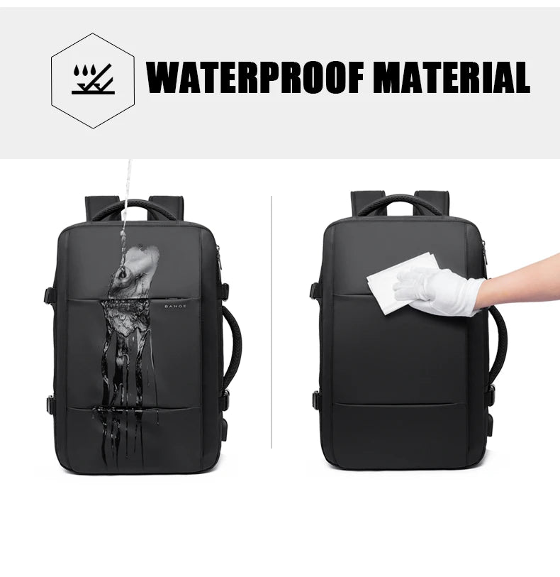 Expandable 17.3-inch Laptop Backpack – Waterproof Travel Bag for Men