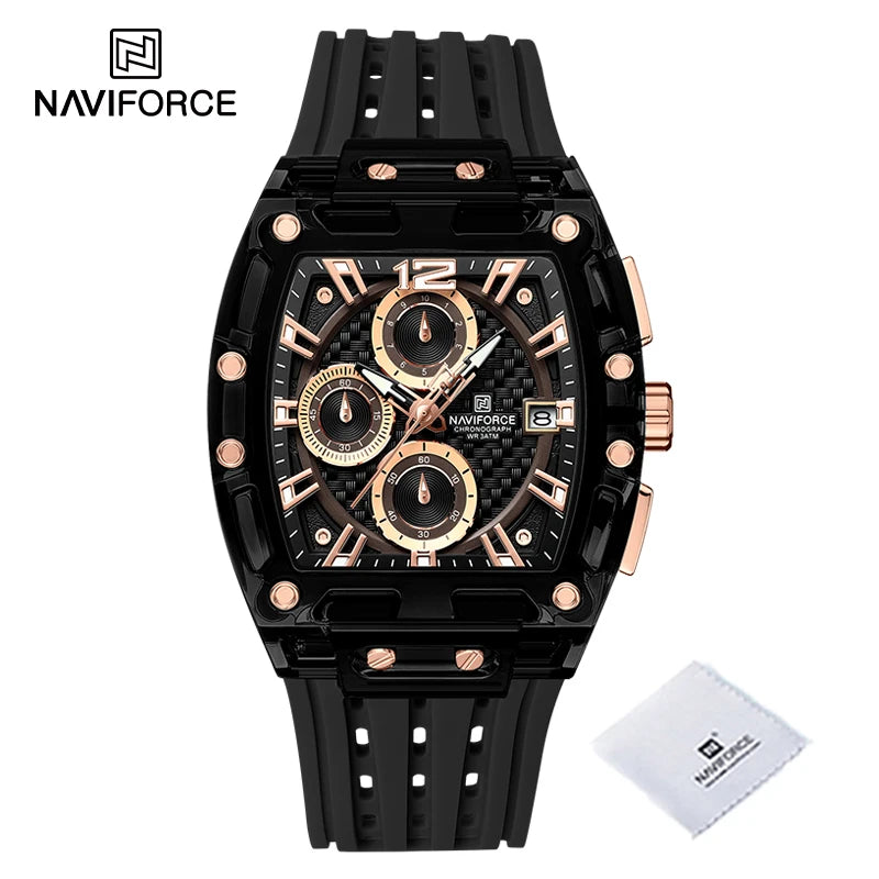 NAVIFORCE Silicone Chronograph Watch – Waterproof Sport Accessory for Men