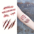 Realistic Fake Scar Tattoos – Bloody Wound Decals for Halloween Makeup