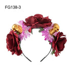 Mexican Rose Flower Crown – Boho Floral Headpiece for Halloween Party Wedding