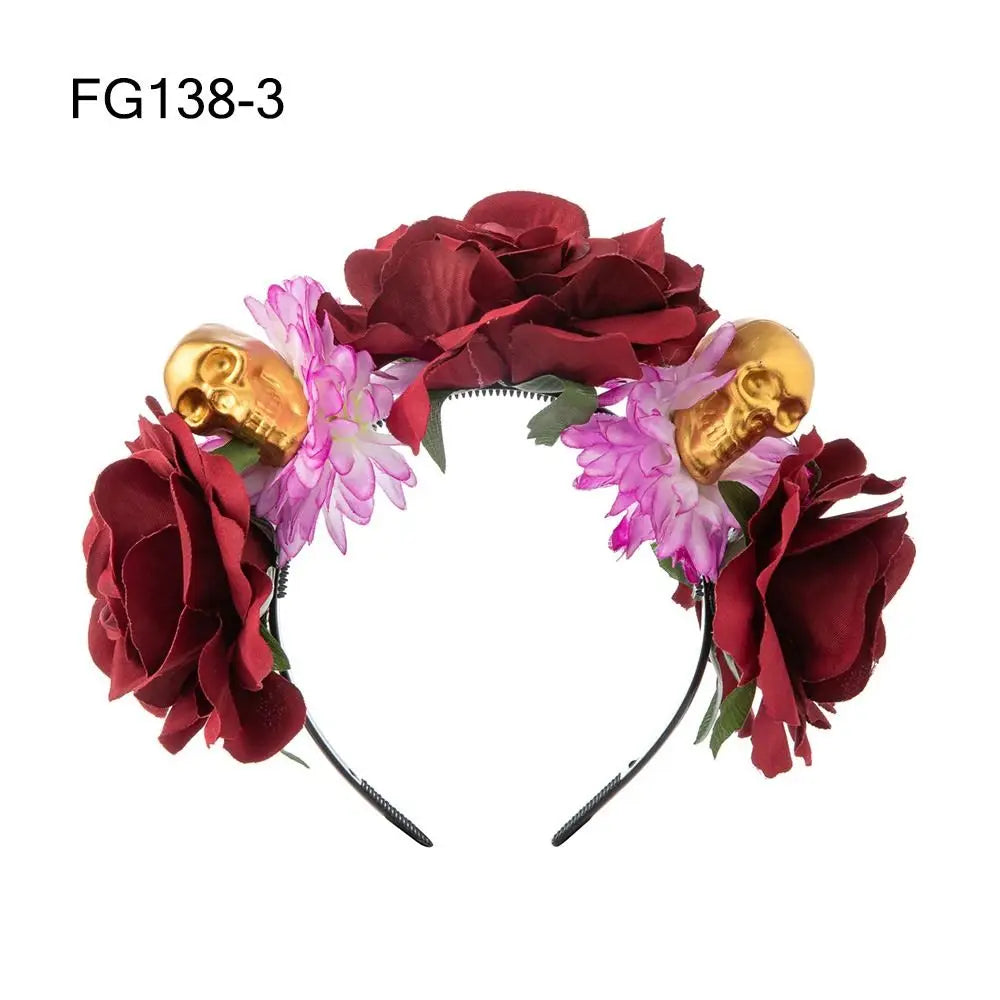 Mexican Rose Flower Crown – Boho Floral Headpiece for Halloween Party Wedding