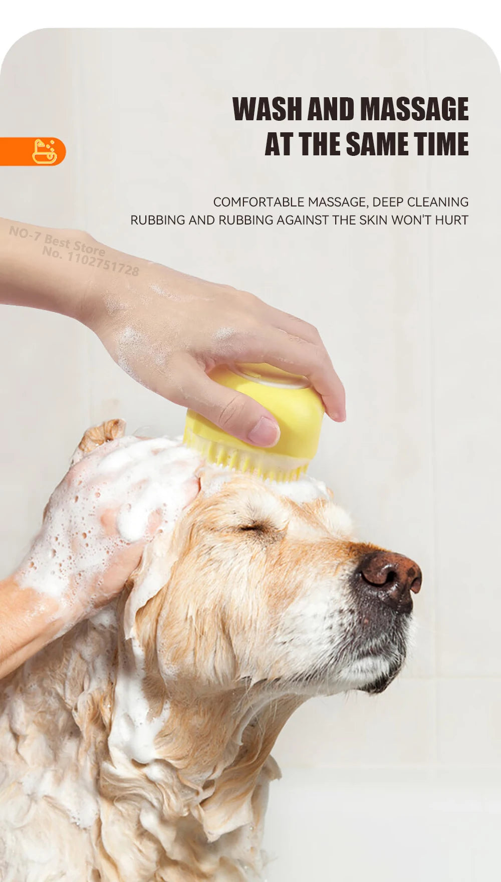 Silicone Pet Bath Brush – Shampoo Dispenser for Dog and Cat Grooming