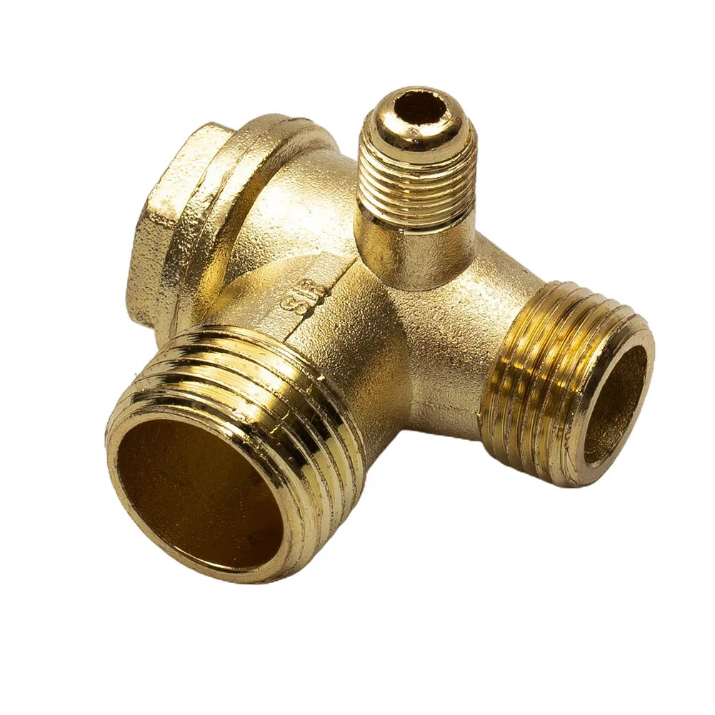 Air Compressor Check Valve – 3-Port Male Thread Connector for Pneumatic Systems
