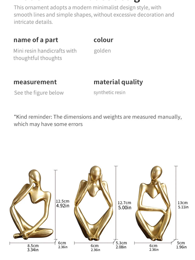 Abstract Figure Sculpture – Minimalist Resin Ornament for Modern Home Decor