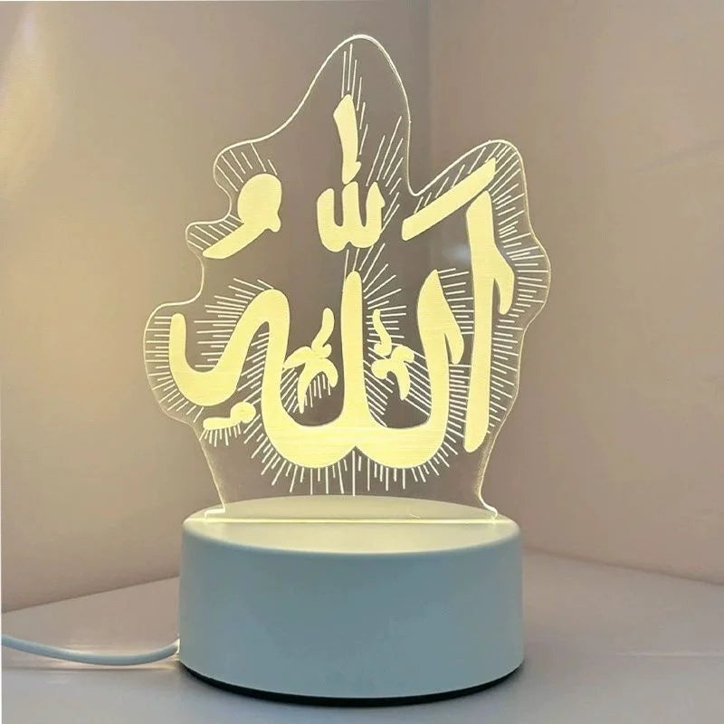 Acrylic LED Night Light – Eid Mubarak Ornament for Ramadan Home Decor