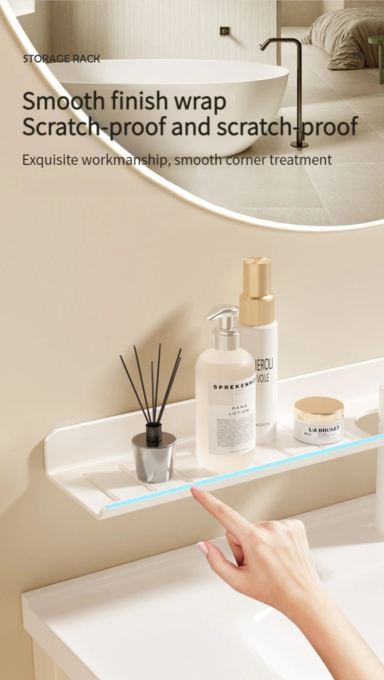 Aluminum Bathroom Wall Shelf – Punch-Free Storage for Kitchen and Toilet