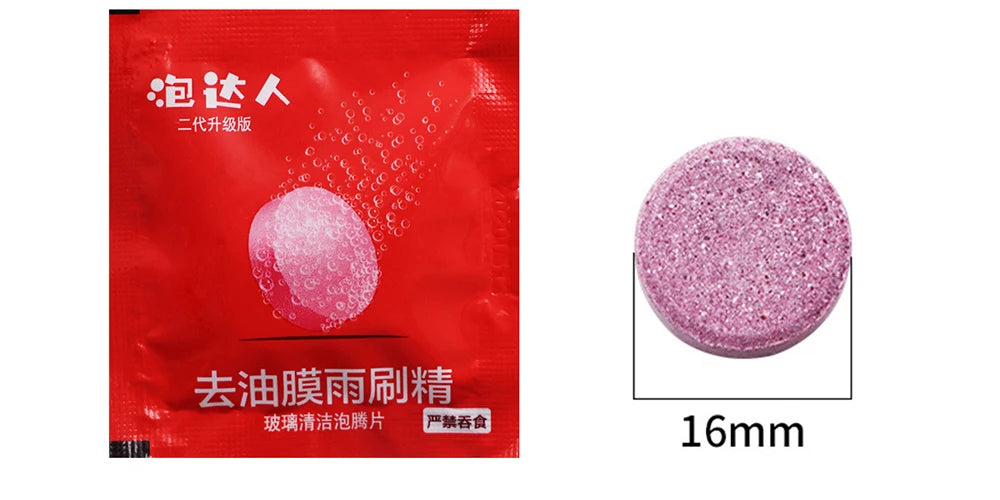 Effervescent Glass Cleaner Tablets – Concentrated Windshield Wash for Car Care