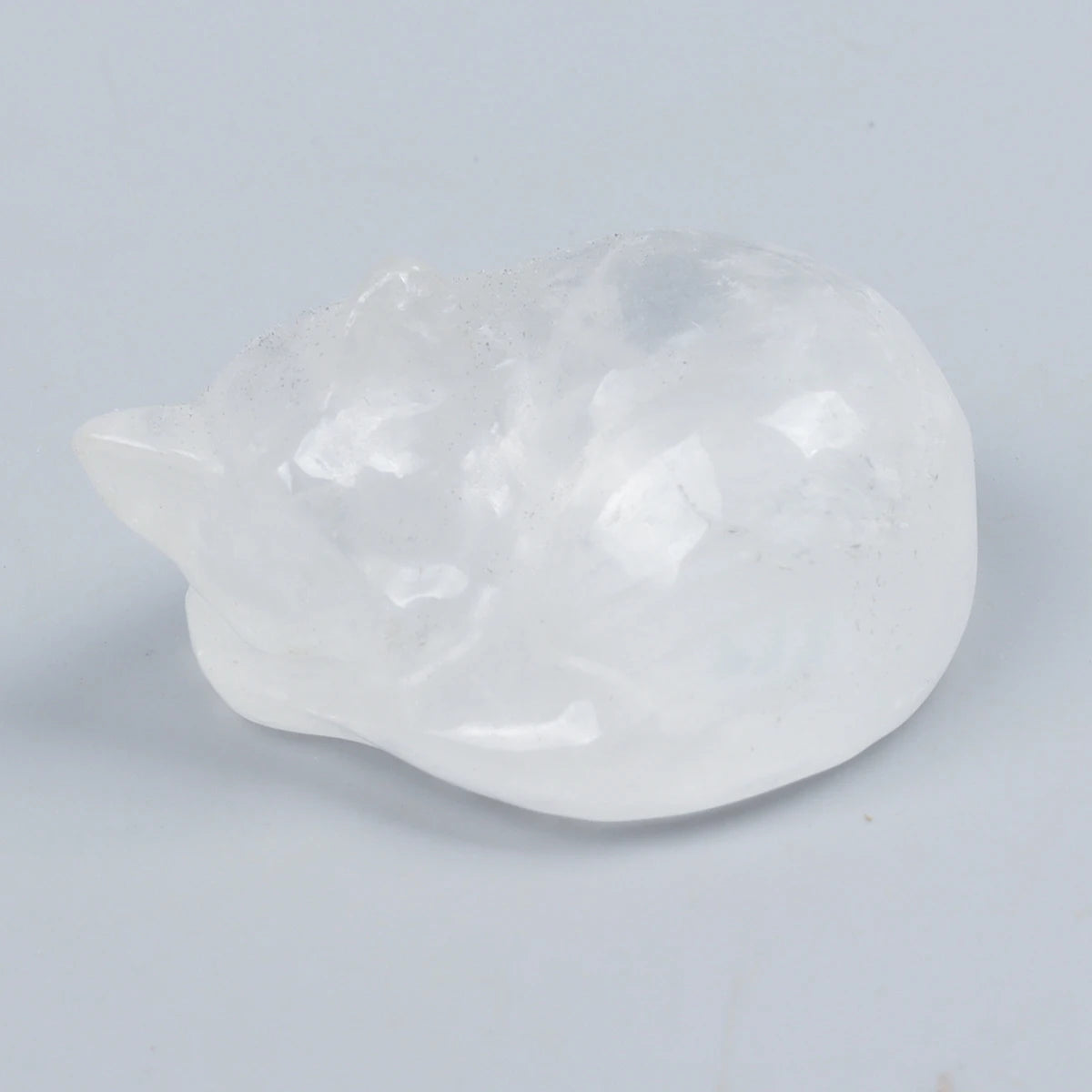 Carved Crystal Cat Figurine – Natural Stone Animal Statue for Home Decor