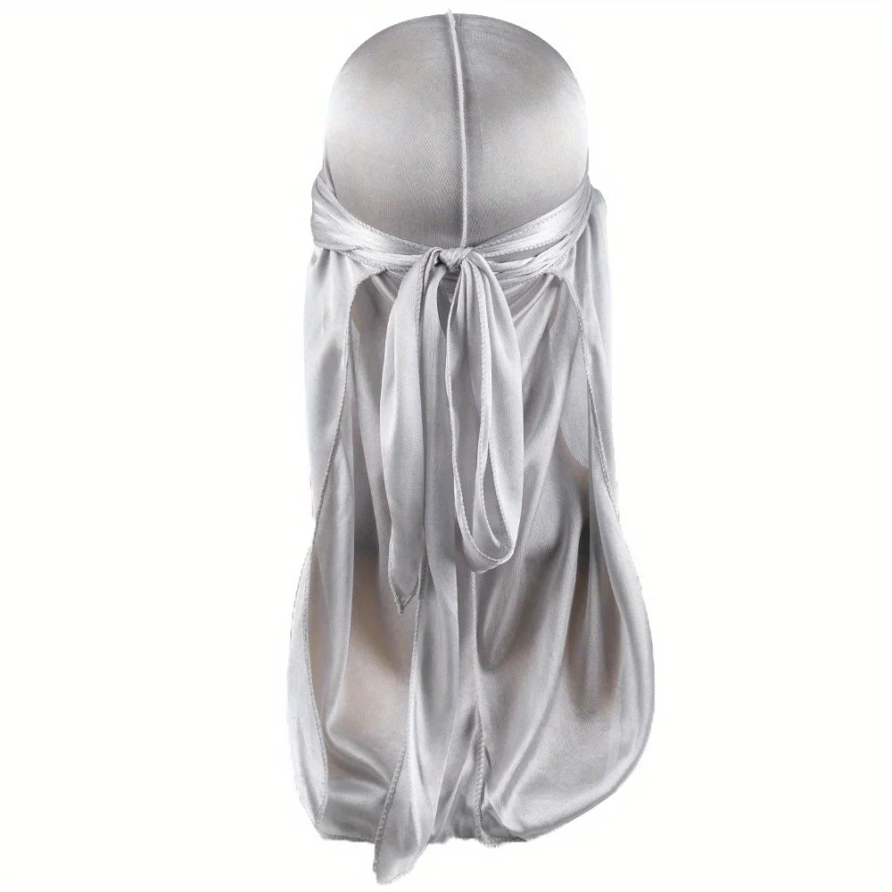 Silky Durag Headwrap – Long Tail Wave Cap for Men Hair Maintenance