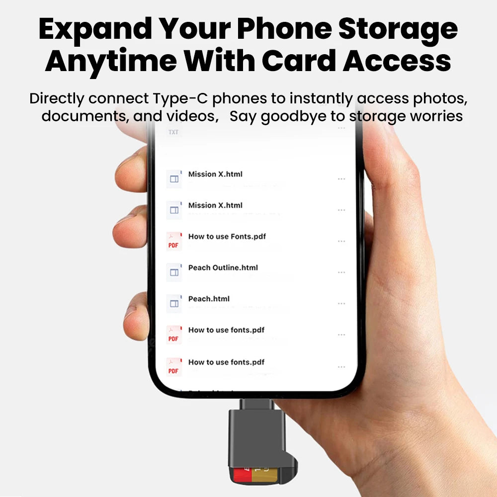 USB-C TF Card Reader – Compact External Storage for Smartphones