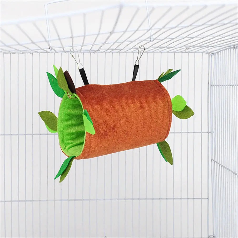 Plush Hamster Hanging Tunnel – Warm Cage Swing Set for Small Animals