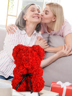 Artificial Rose Teddy Bear – 25cm Flower Figurine for Anniversary Gifts