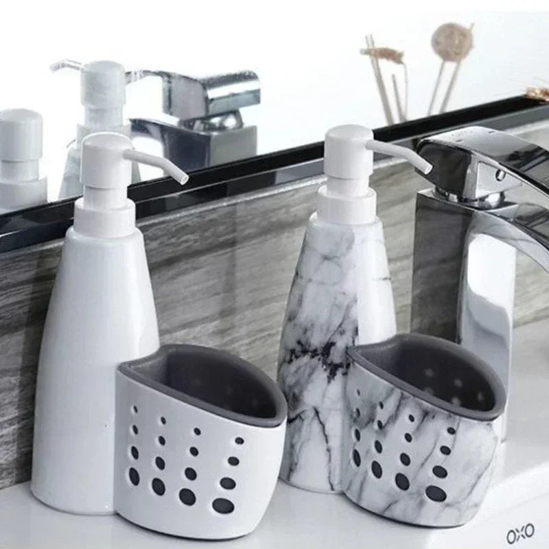 Soap Dispenser with Sponge Holder – 2-in-1 Kitchen Sink Organizer for Home