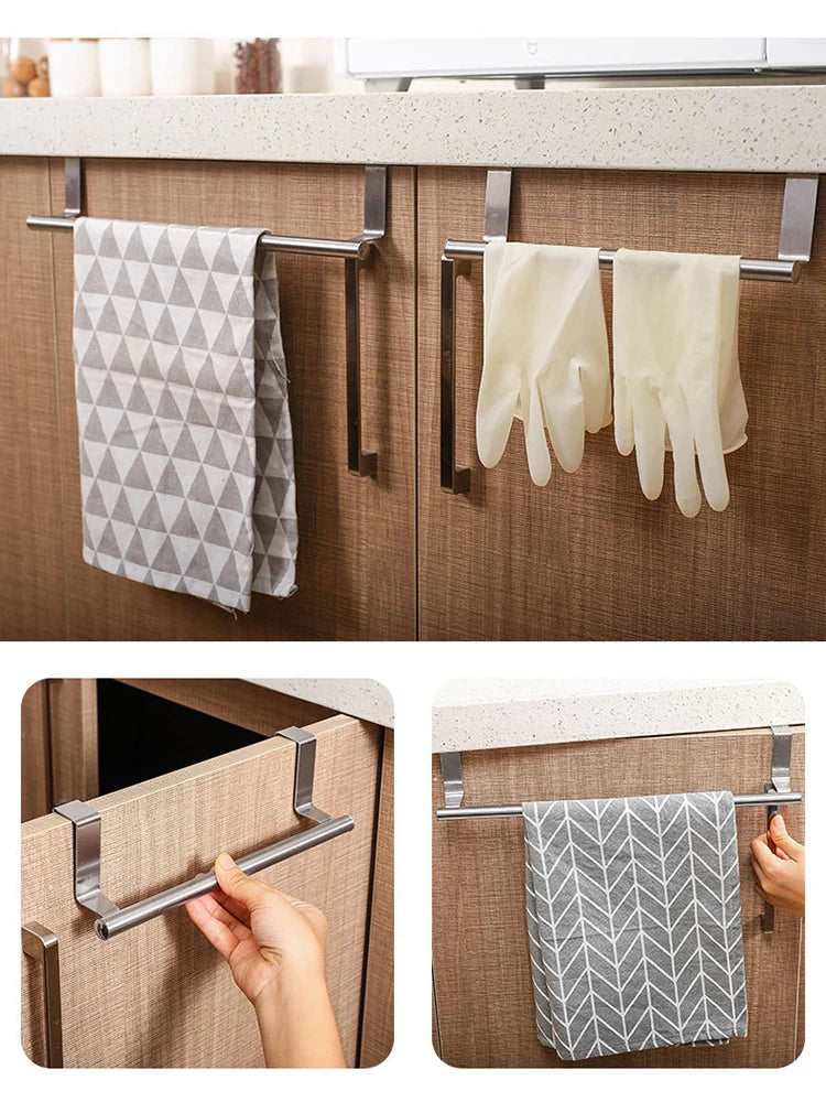 Stainless Steel Towel Rod – Non-Punching Hanging Rack for Bathroom Kitchen