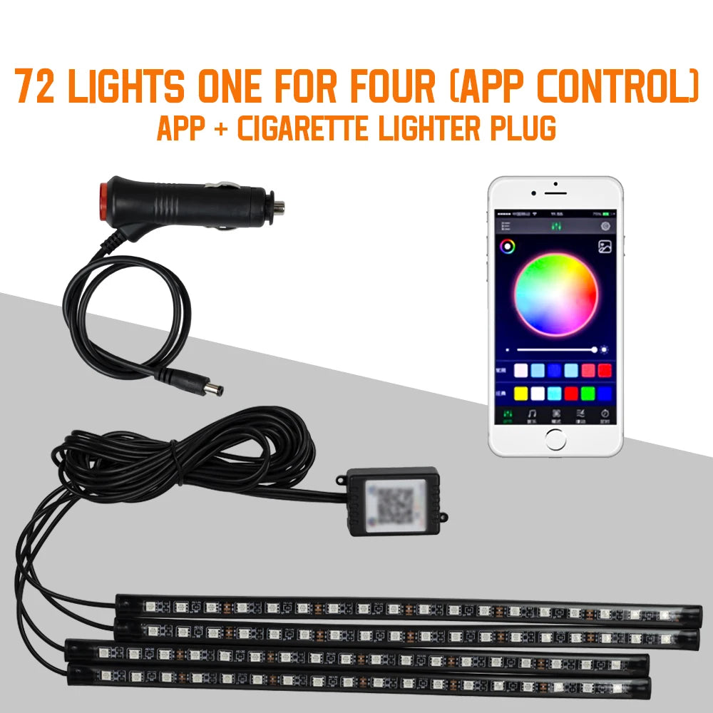 RGB LED Car Interior Light – Wireless Music Control for Auto Atmosphere