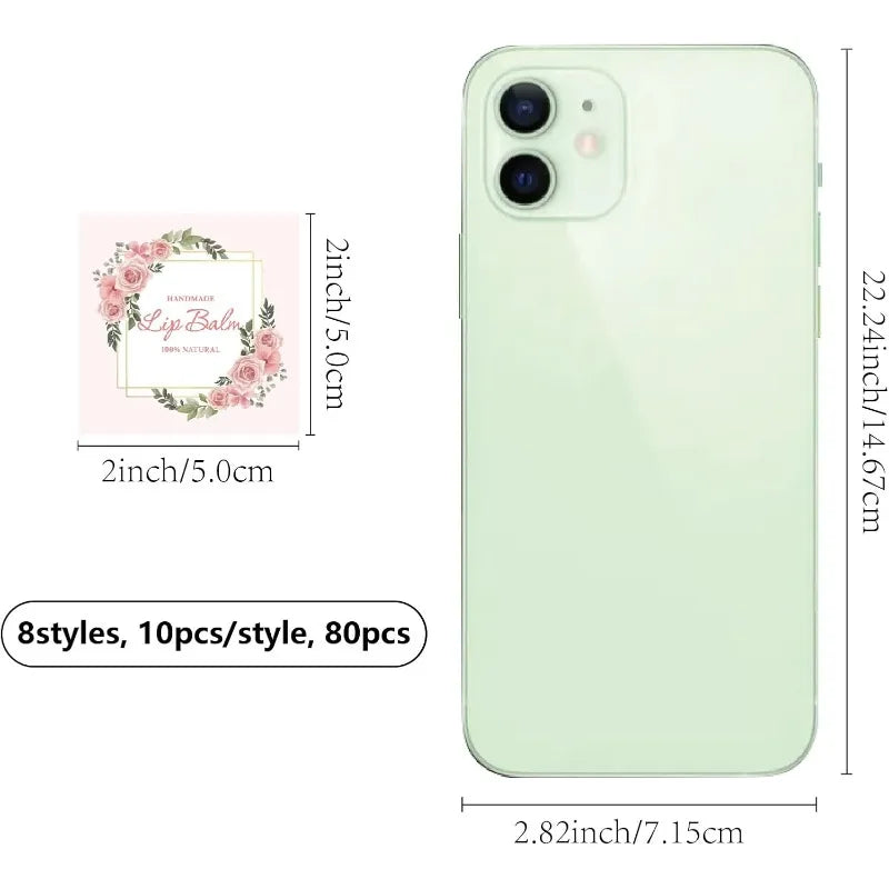 Floral Lip Balm Labels – Self-Adhesive Stickers for Homemade Cosmetics