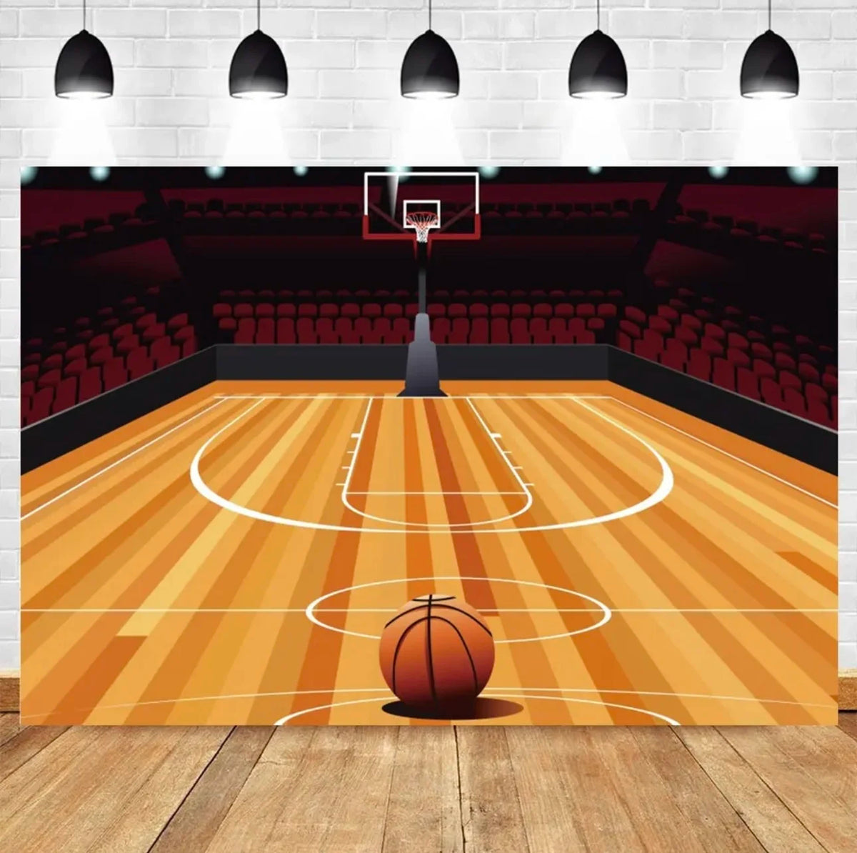 Basketball Stadium Photography Backdrop – Sport Theme for Kids Birthday Party