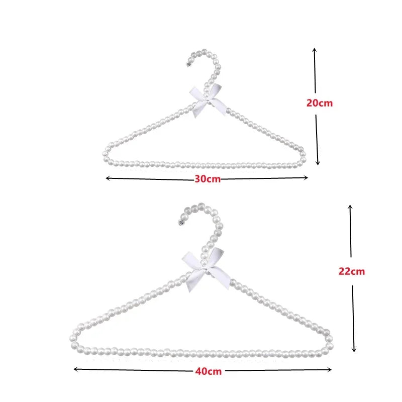 Pearl Beaded Bow Clothes Hangers – Decorative Kids Dress Storage Organizer