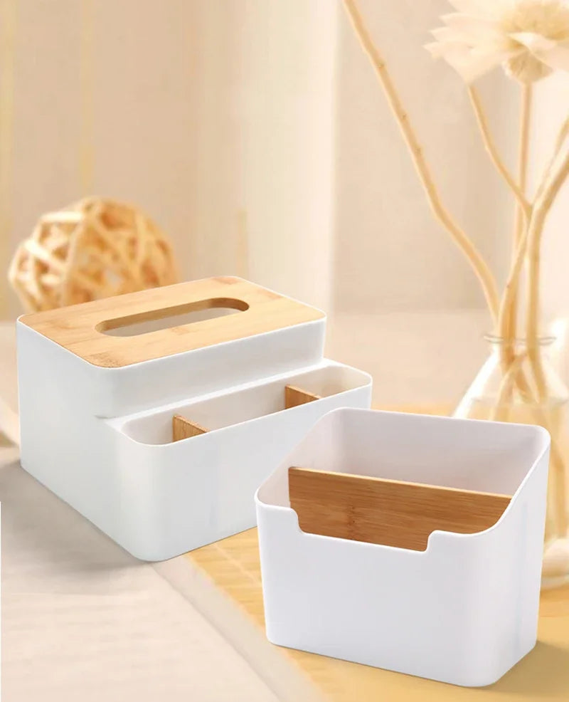 Multi-Function Desk Organizer – Remote and Tissue Storage for Home Office