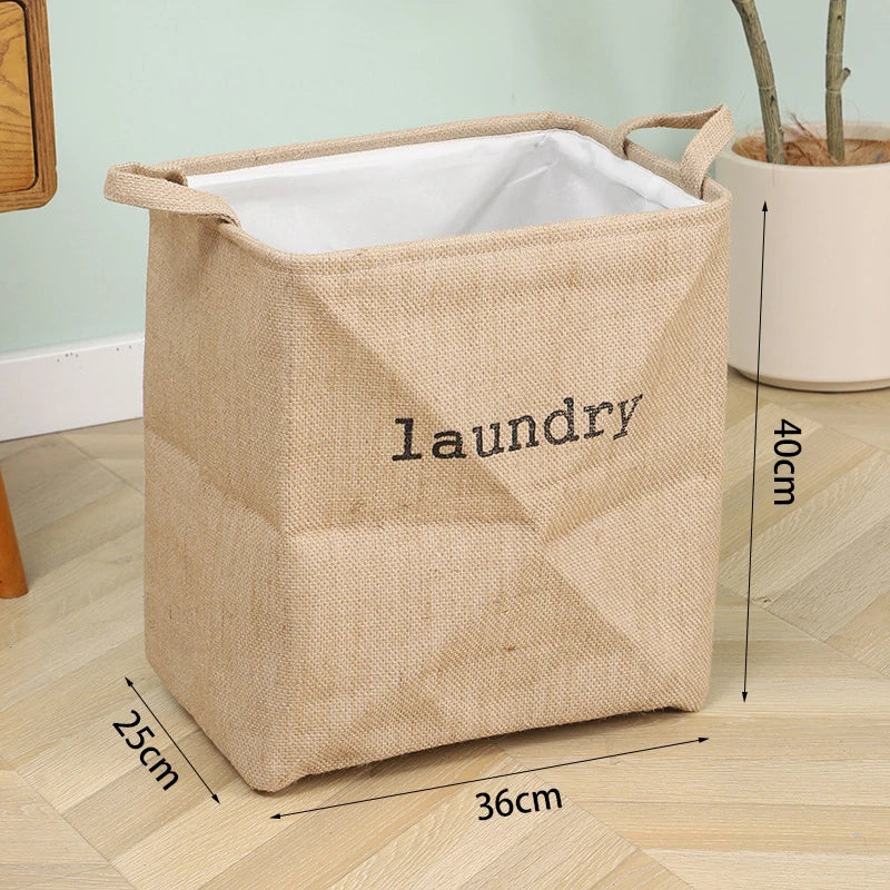 Foldable Jute Laundry Basket – Large Capacity Fabric Storage for Bathroom