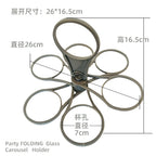 Portable Six Cup Holder – Rotating Folding Tray for KTV and Parties