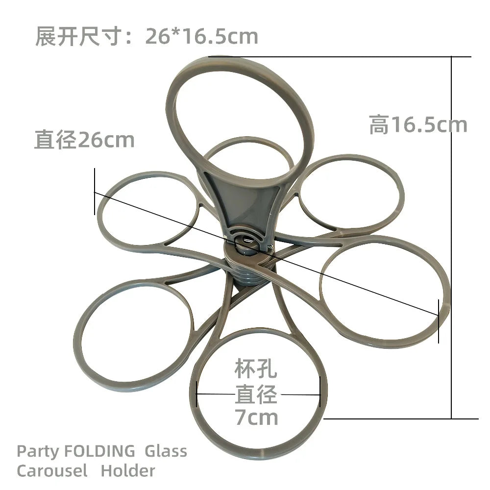 Portable Six Cup Holder – Rotating Folding Tray for KTV and Parties