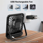 Portable USB Desk Fan – Rechargeable 5-Speed Cooling for Office and Travel
