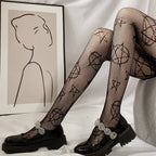 Cross Print Nylon Pantyhose – Gothic Lolita Tights for Cosplay Costume