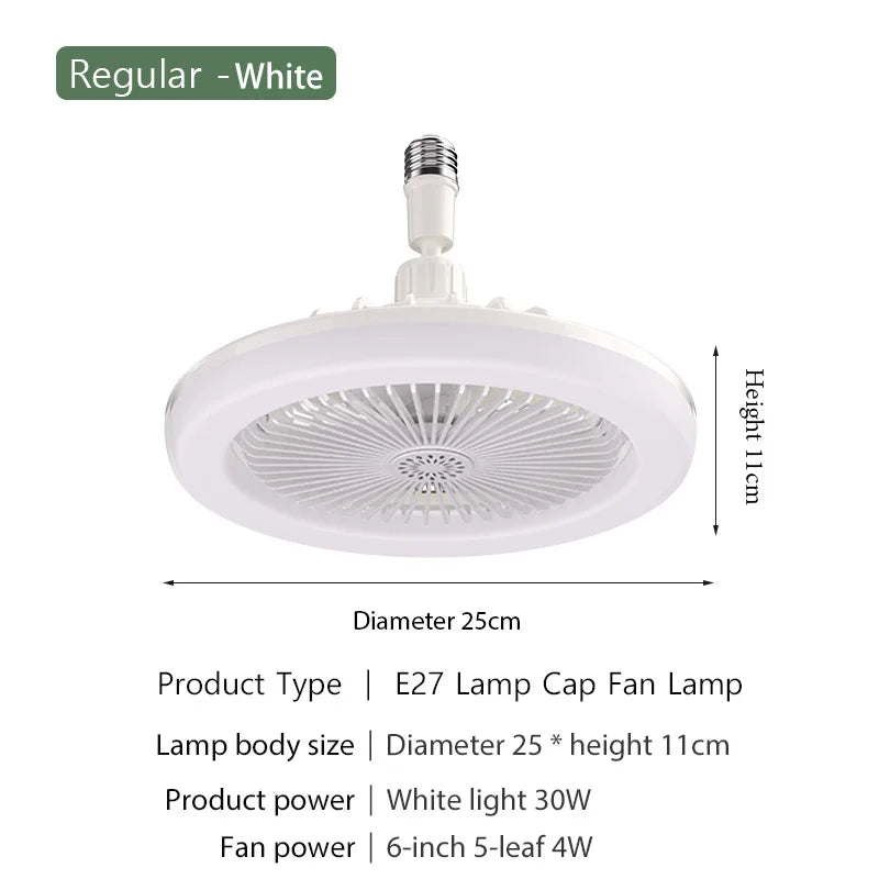 Silent Ceiling Fan Light – Remote Controlled E27 Lamp for Bedroom Living Room