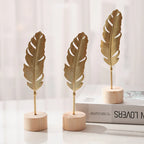 Golden Ginkgo Leaf Metal Figurine – Decorative Sculpture for Home Office Decor