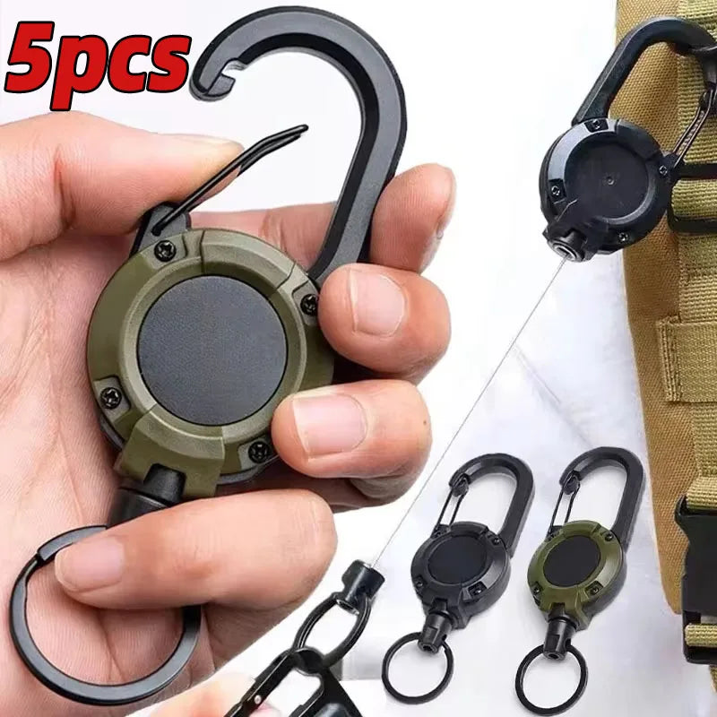 Retractable Steel Wire Carabiner – Heavy Duty Keychain for Outdoor Gear