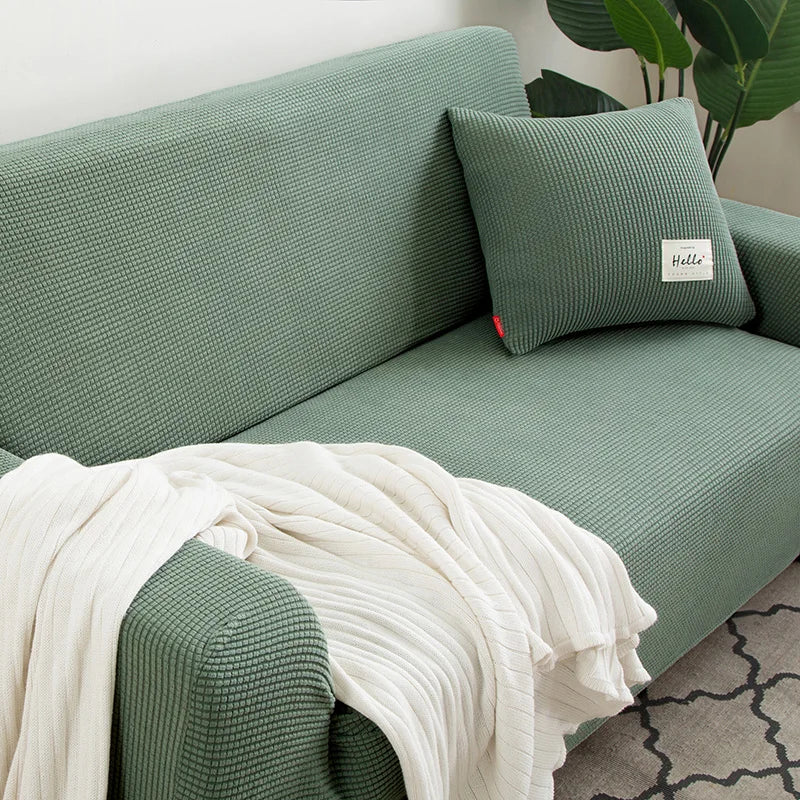 Jacquard Stretch Sofa Cover – Elastic Slipcover for L Shape and Standard Couches