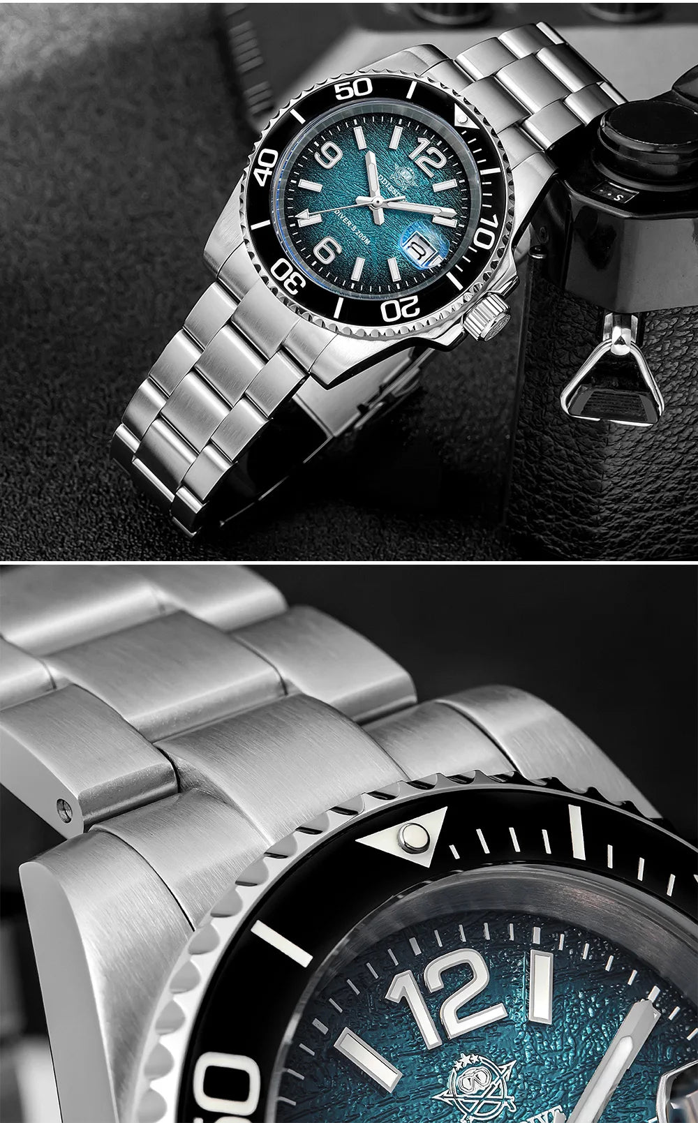 ADDIESDIVE 41mm Men's Diving Watch – Stainless Steel Quartz for Scuba Diving