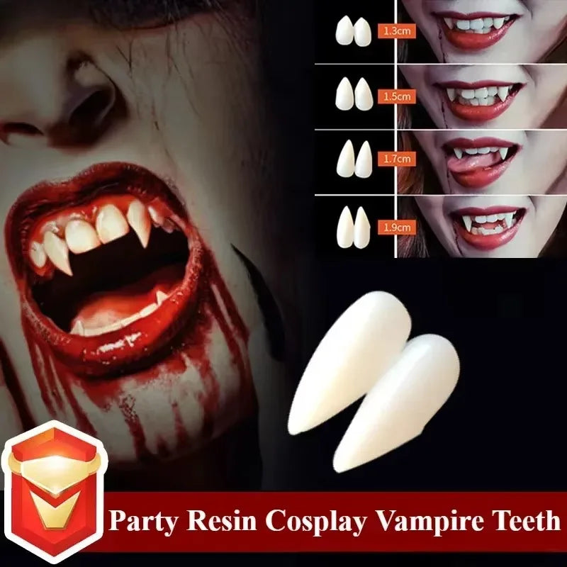 Vampire Fangs with Adhesive – Realistic Dentures for Halloween Cosplay