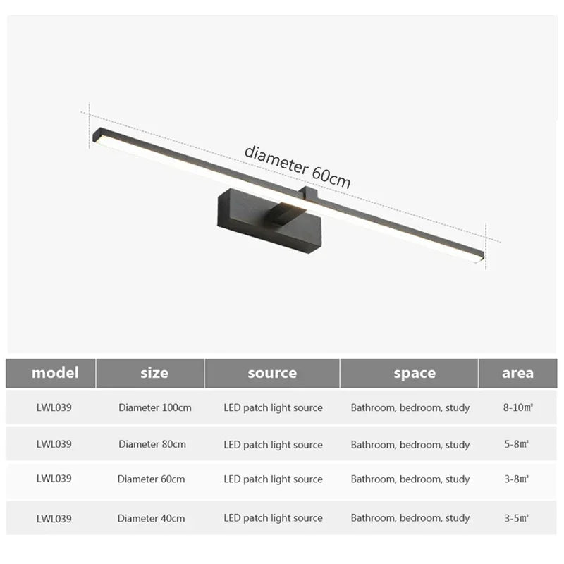 Modern Aluminum LED Wall Light – Adjustable Bathroom Mirror Vanity Lamp