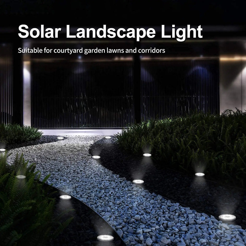 Solar LED Disk Lights – Waterproof Outdoor Landscape Path Lighting for Garden