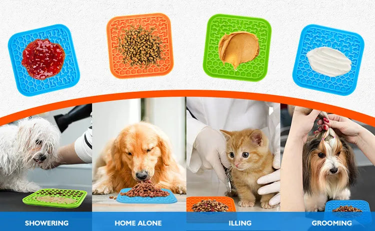 Silicone Slow Feeder Mat – Anti-Choking Pet Licking Bowl for Bath and Grooming