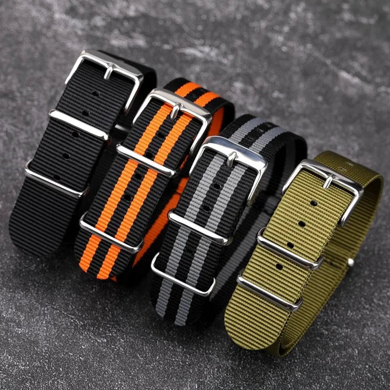 Woven Nylon Watch Strap – 18mm-22mm Canvas Wristband for Men and Women